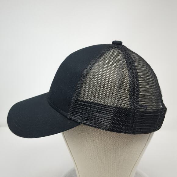 Port Authority Strapback Trucker Hat Black One Size Adjustable Mesh Back Cotton - Picture 3 of 9